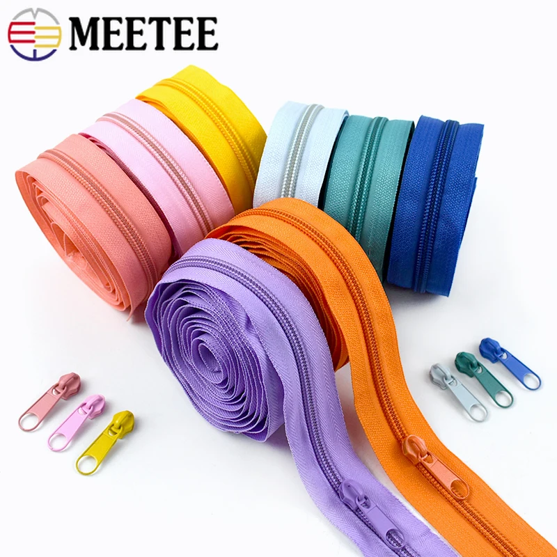 3# 5# Rainbow Nylon Zipper Tape with Zippers Slider 5/10/20M Sewing Zip At The Meter Zips Repair Kit Closures for Bags Supplies