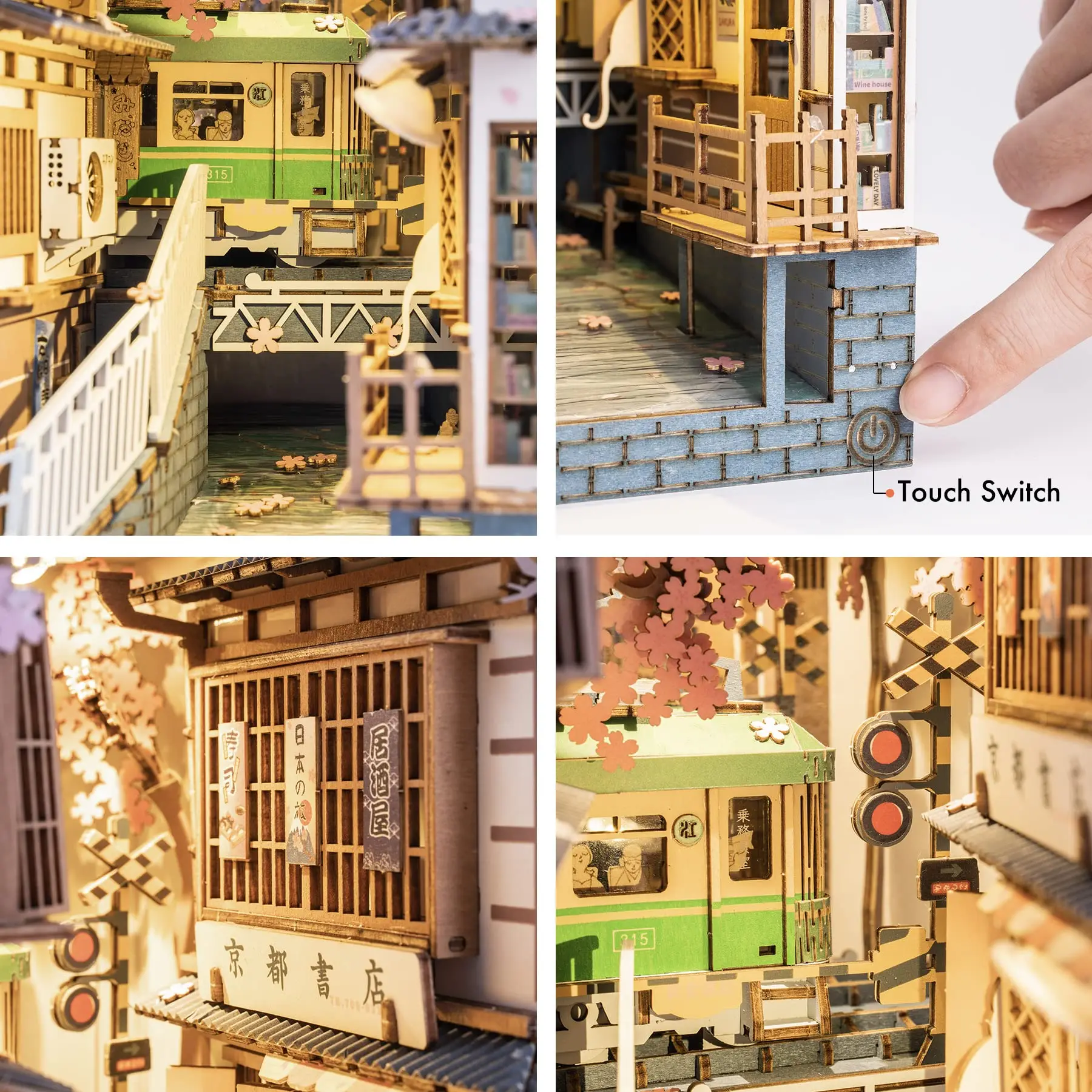 Rolife DIY 3D Wooden Book Nook Puzzle Kit with LED Bookend Diorama Miniature Bookshelf Set Ideal Gift for Adults And Teens