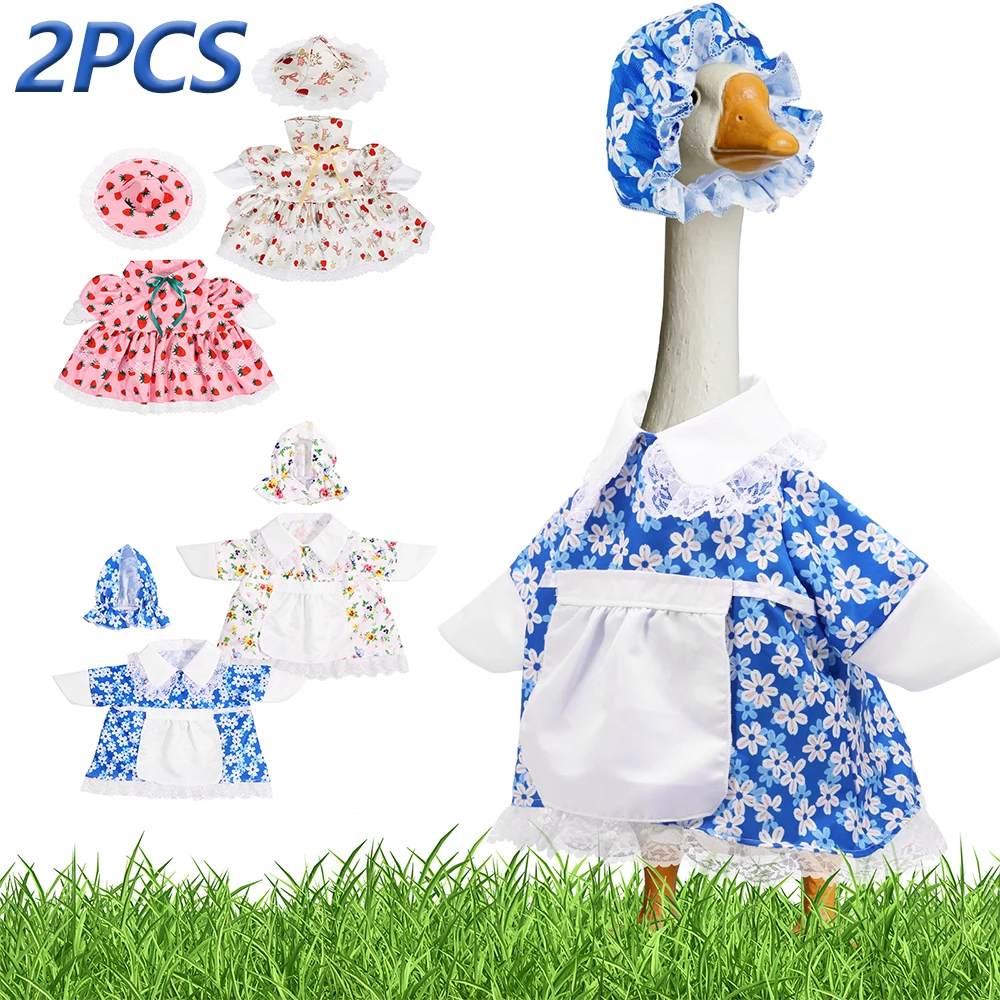2Pcs Porch Goose Outfit Set Garden Goose Clothing Set with Hat Outdoor Lawn Garden Decoration for 23