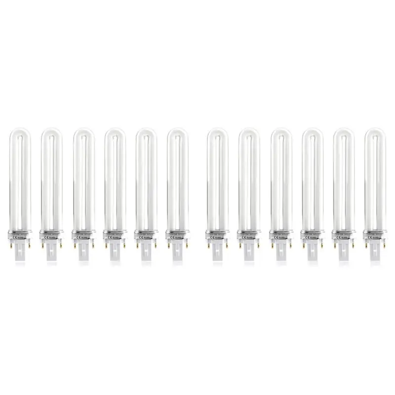 A25F-12 Pack Replacement Electronical 9W U-Shaped 365Nm Lamp Bulb Tube For Nail Art Dryer UV Lamp Light - Not Inductance Bulb