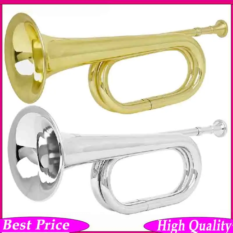 

Bugle Trumpet – Pure Copper Cavalry Stride Horn Beginners Ceremonial Brass Instrument for Students Bands Historical Reenactment