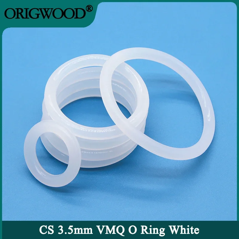 

10/50pcs VMQ O Ring Gasket CS 3.5mm OD 10 ~ 85mm White Waterproof Washer Round O Shape Silicone Ring Food Grade