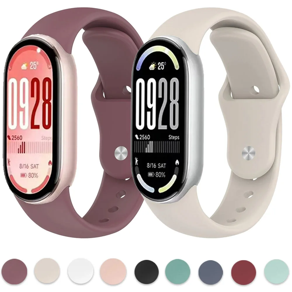 【セール中】Xiaomi Mi Band 10/9/8 NFCスマートウォッチ用ソフトシリコンストラップ、交換可能なスポーツブレスレット、通気性のあるMi Band 10用ストラップ