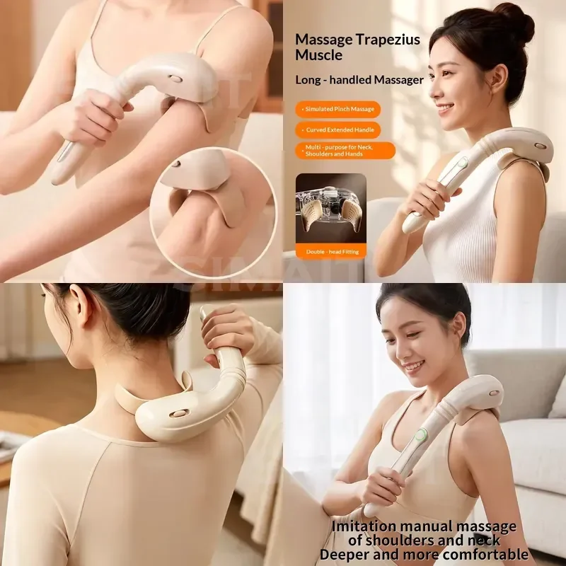 Handheld Wireless Electric Trapezius Massager Bionic Finger Kneading for Stiff Neck Shoulder Leg Muscle Relief Office Use