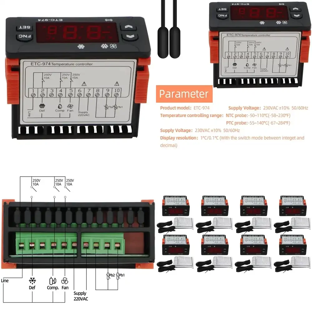Digital Temperature Controller Microcomputer Thermostats Thermostat Alarm 220V NTC Sensor