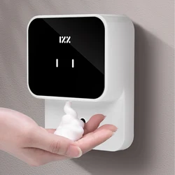 Dispensadores de jabón líquido recargables, montados en la pared, ajuste de 3 velocidades, dispensador automático de espuma, máquina desinfectante de manos, 280ml