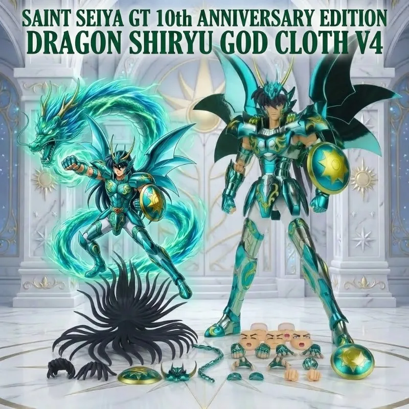 Saint Seiya GT Édition 10ème Anniversaire Dragon Shiryu God Cloth V4 EX Cloth Myth Metal Armor Figurine Articulée de Collection