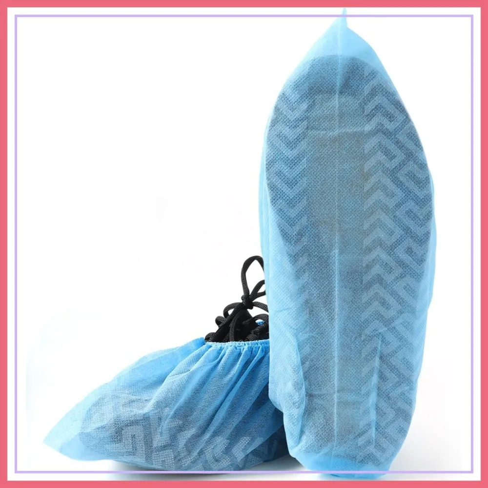 

100 Disposable Shoe Covers, Non-Slip Non-Woven, Large Size for Most Shoes, Blue