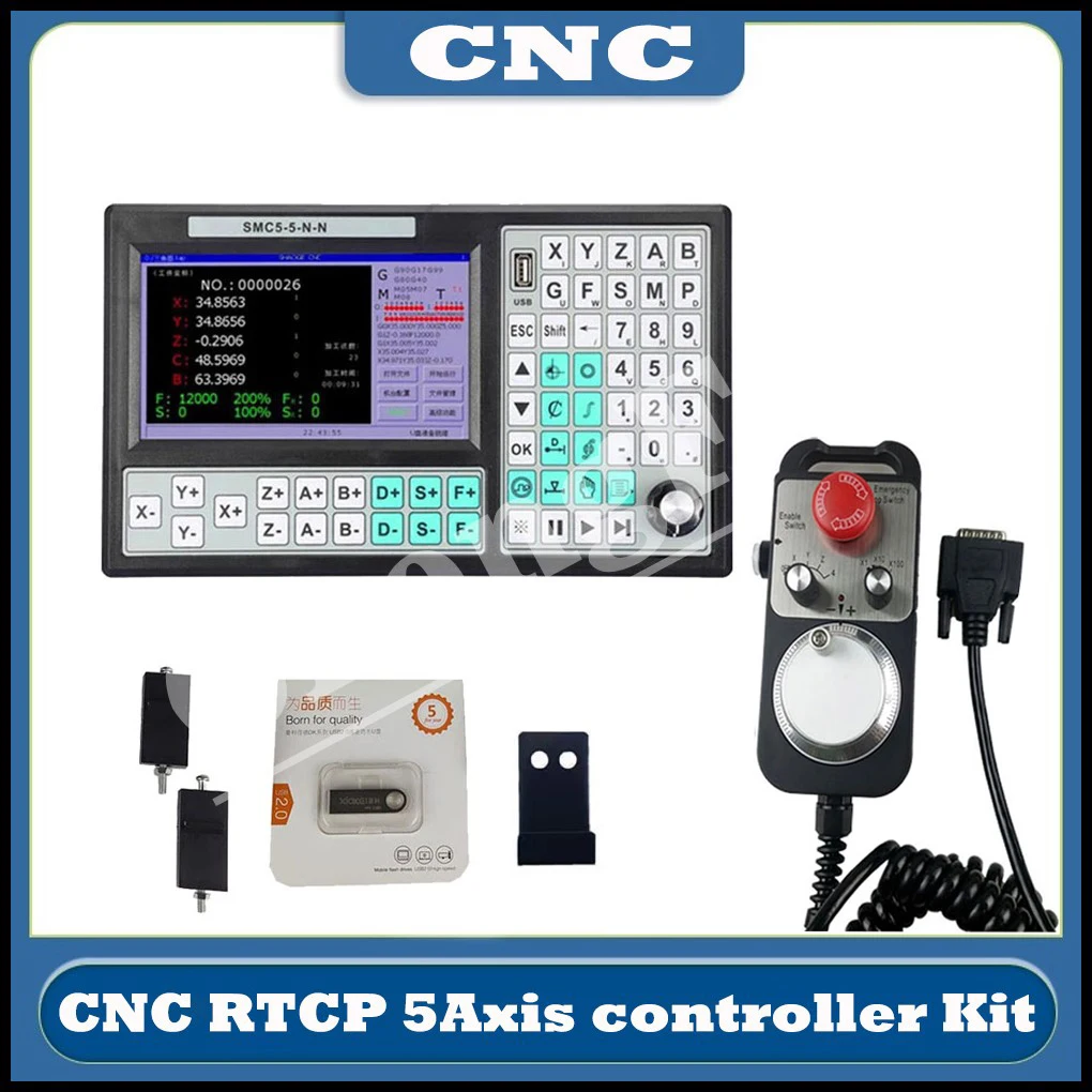 

CNC offline 5axis controller SMC5-5-N-N 500khz g code Motion control system 7-inch screen 5-axis emergency mode SMC5 handwheel