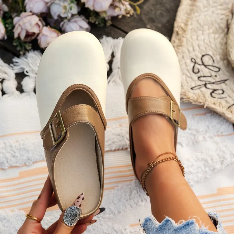 

Women Flats New Retro Baotou Half Slippers Women Fashion Summer New Casual Flat Loafers Shoes Outdoor Lightweight Sneakers Women