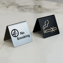 No Smoking Sign Stainless Steel Double Sides Public Places Hotel Office Restaurant Hotel Non-Smoking Desk Logo Indicator