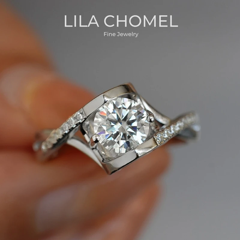 

Girl Valentine's Day 18K White Gold Rings 0.5/1CT Moissanite Diamond Women Birthday Gift PT950 Platinum Wedding Band Jewelry