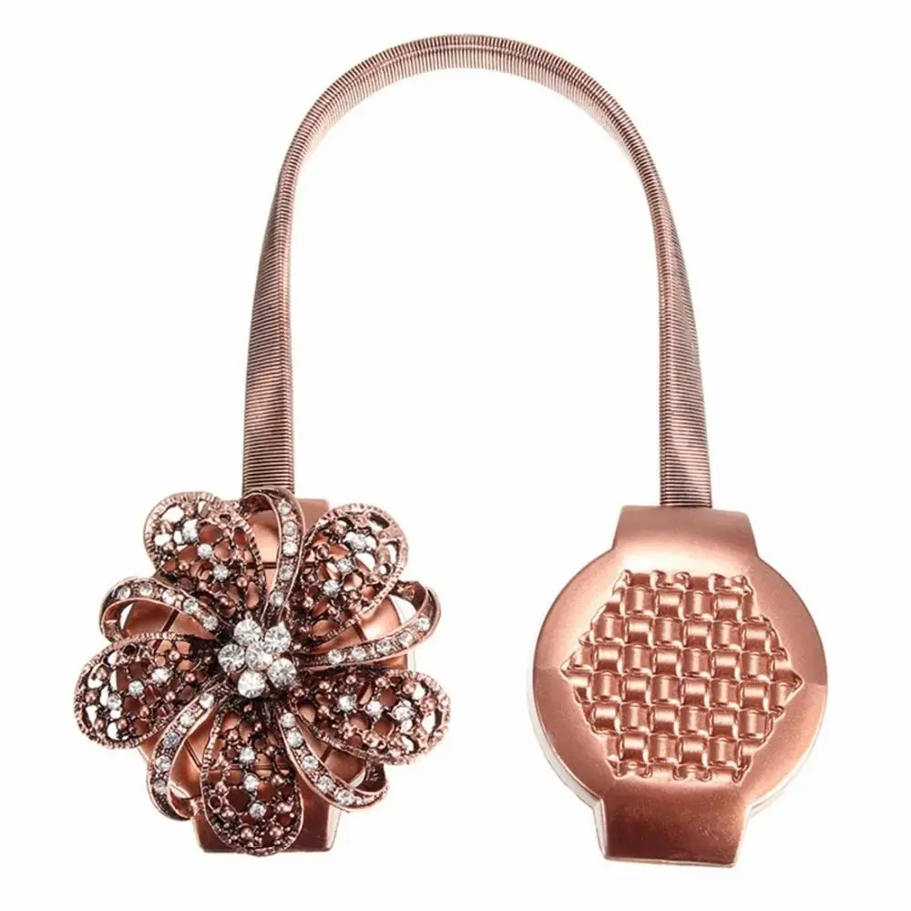 Flower Shape Magnetic Curtain Holdback Clips Magnet Fastening Sparkling Crystal Curtain Tiebacks Attractive Design Flower Type