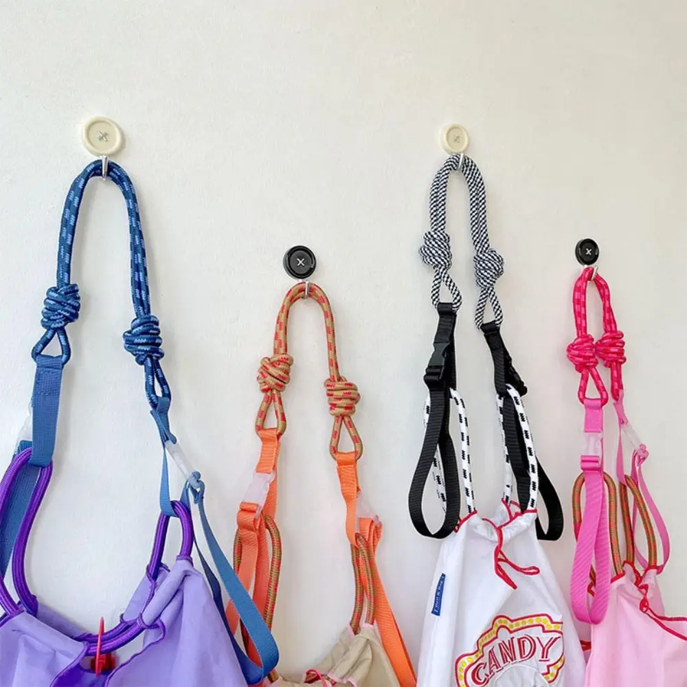 Knitted Small Bag Extension Belt Nylon Strap Wrist Bag Colorful Pull Button Case Shoulder Strap Korean Fashion Bag