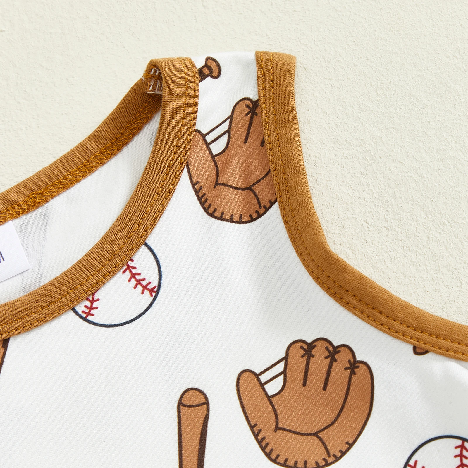 

Baby Boys Jumpsuit, Sleeveless Crew Neck Baseball Print Summer Romper Clothes for Casual Daily