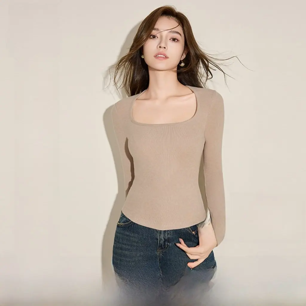 

Women's German Velvet Long Sleeve Fleece-Lined Thickened Self-Heating Top Warm One-Piece Base Shirt for Autumn Winter