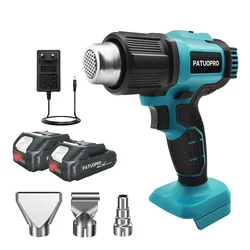 PATUOPRO Cordless Electric Heat Gun Adjustable Temperatures Handheld Hot Air Gun With 3 Nozzles Compatible Makita 18V Battery