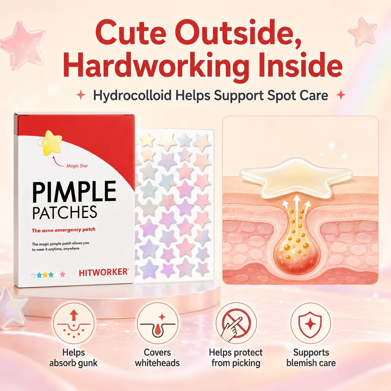 High Quality Transparent Acne Colorful Patch, Alcohol-Free, Mild and Non-Irritating, Deep Cleansing Acne Patch