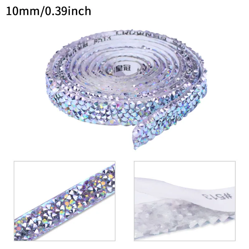 1CM Width 1Yard Self Adhesive Crystal Rhinestone Sticker Diamond Ribbon DIY Sticker Rhinestones Arts Crafts Car Phone Decoration