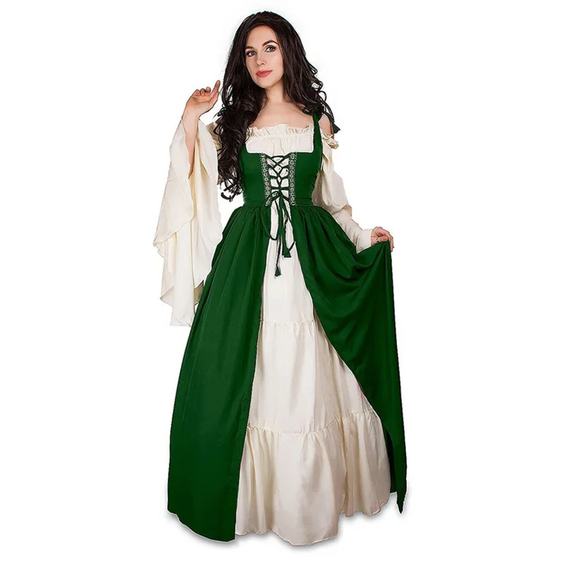 S-6XL Medieval Punk Dress Cosplay Halloween Costumes Women Palace Carnival Party Disguise Princess Female Victorian Vestido Robe