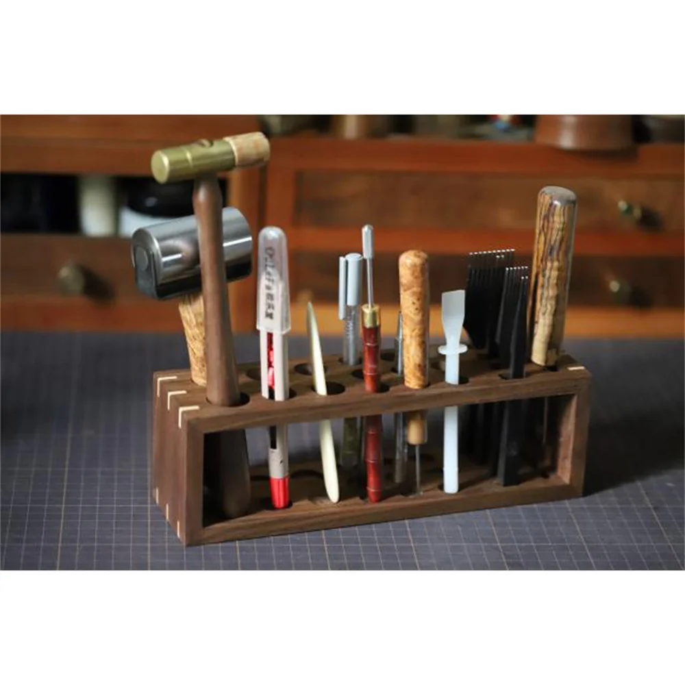 RCIDOS Black Walnut/Cherry/ Beech Wood Leather Tools Rack,Manual Leather Punching Hole Holder,7-10days ship out,Not in stock