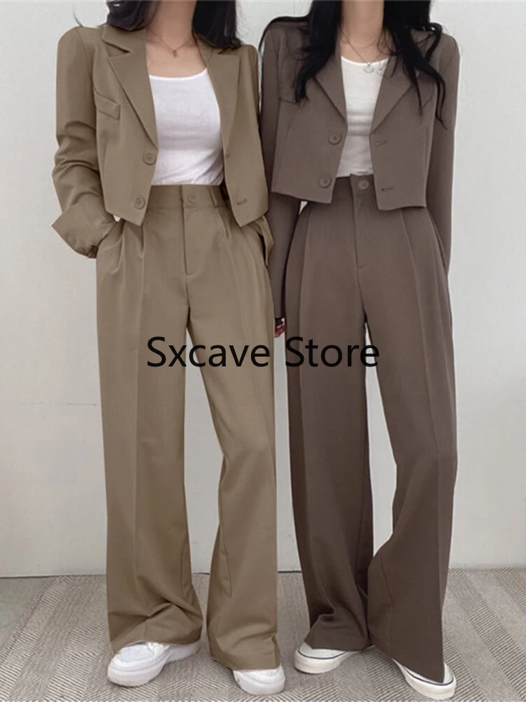 Completi da due pezzi donna Outifits 2024 autunno Office Lady Blazer coreano abiti manica lunga cappotto moda pantaloni neri a vita alta