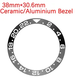 corgeut 38mm * 30.6mm ceramic/aluminum luminous Bezel GMT diving watch inserts suitable for 40mm men's watch replacement watch