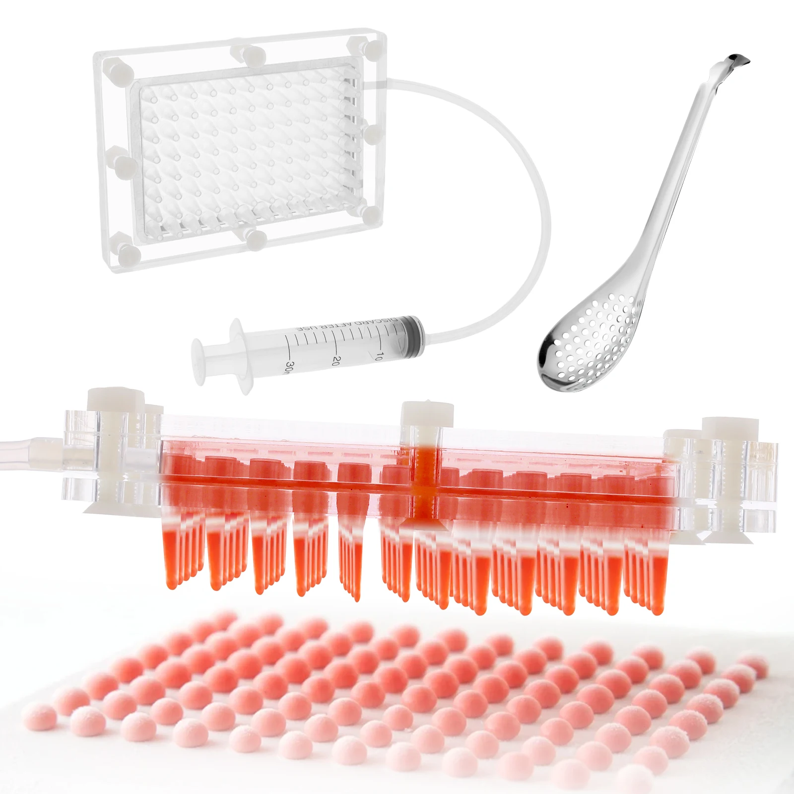 

Rapid Caviar Maker Kit Transparent Caviar Spherification Tool with Spoon Spherification Dropper Creative Kitchen Accessories