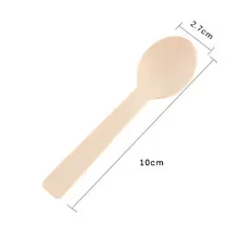 100pcs/set Mini Disposable Wooden Spoon Ice Cream  Wood Dessert Scoop Western Wedding Party Tableware Kitchen Tool