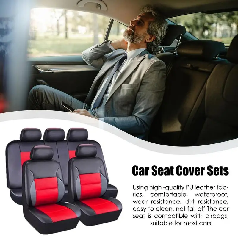 Car Seat Covers Pu Leather Seats Cover Universal Full Set Seat Cushion Cover Easy To Install Car Cushion Protector For SUV Truck