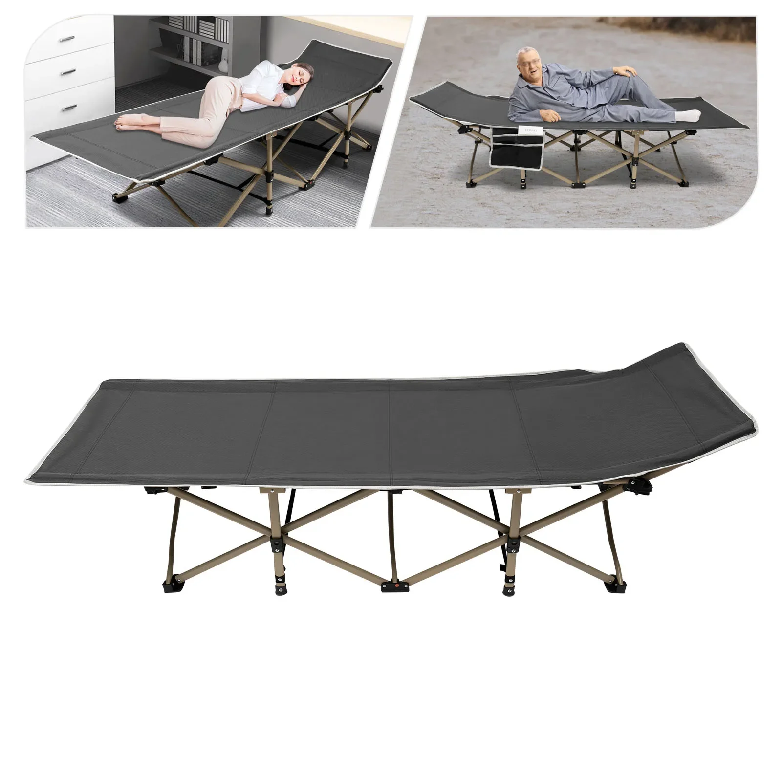 

Camping Cots, High-Strength Carbon Steel, 1200D Oxford Cloth, Elevated 15" Bed (7528in), Comfortable and Breathable, Easy