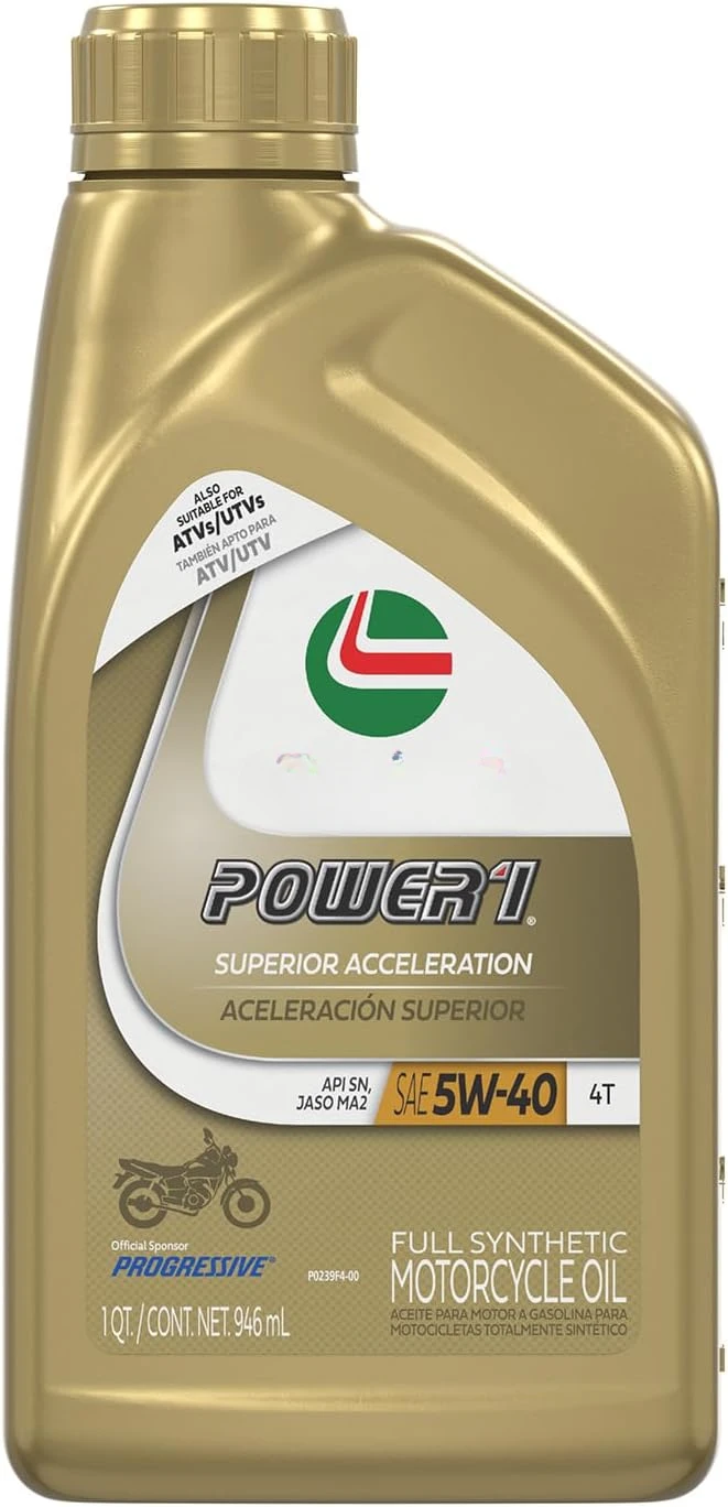 Power1 4T 5W-40 Full Synthetic Motorcycle Oil, 1 Quart, Pack of 6