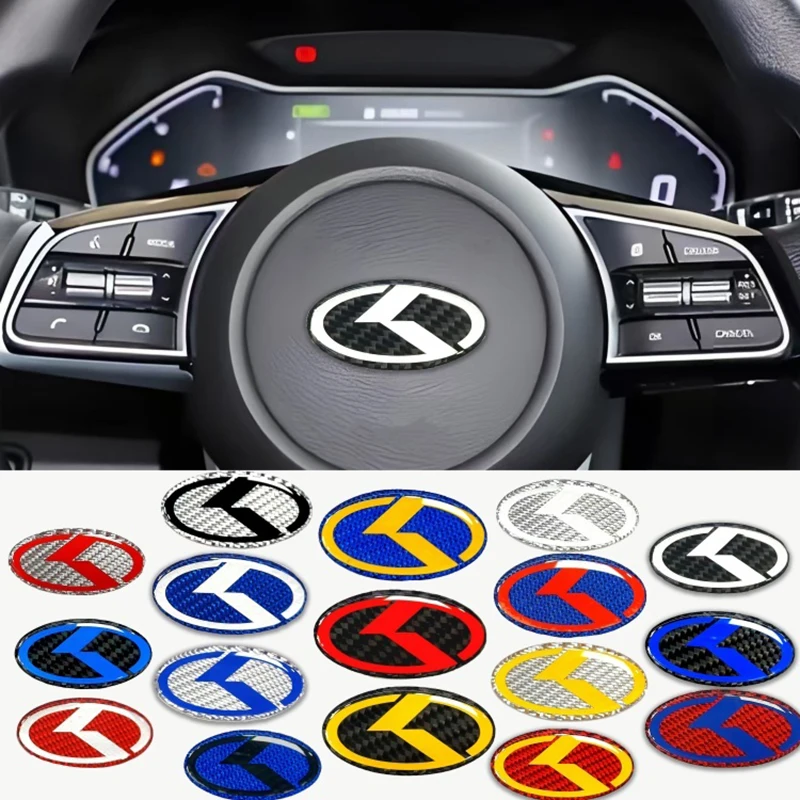 Image of 3D Carbonfaser Auto-Lenkrad-Emblem Aufkleber Abzeichen für KIA Sportage K2 K3 K5 KX5 GT R Stinger Rio Optima Sorento Forte Soul