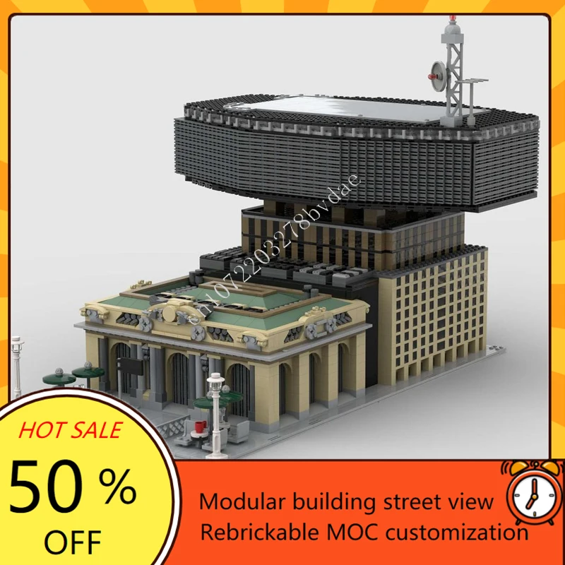 5408PCS Grand Central Terminal and Metlife Add-on MOC Creative street view Model Building Blocks DIY Assembly Model Toys Gifts