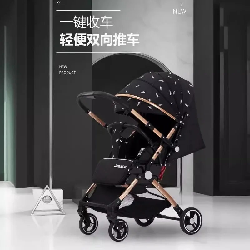 

aby strollers can sit or lie on two-way high-view portable shock-absorbing one-button folding children's strollers