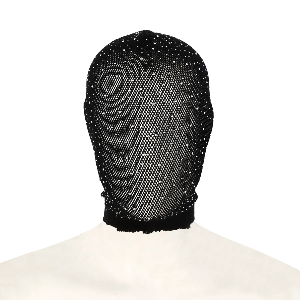 New Black Lace Unisex Sexy Head Mask Bling Colored Diamond Face Cover For Cosplay Party Ball Performance Mask Headgear