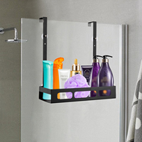 Bymaocar Black Hanging Bath Shelves Bathroom Shelf Organizer Nail-free Shampoo Holder Storage Shelf Rack Bathroom Basket Holder