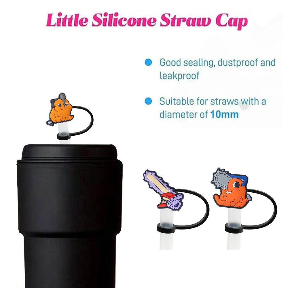 Japanese Anime Silicone Straw Toppers for 10mm,Straw Caps for Glass Cup,with 30&40Oz Tumbler with Handle Dust-Proof Reusable