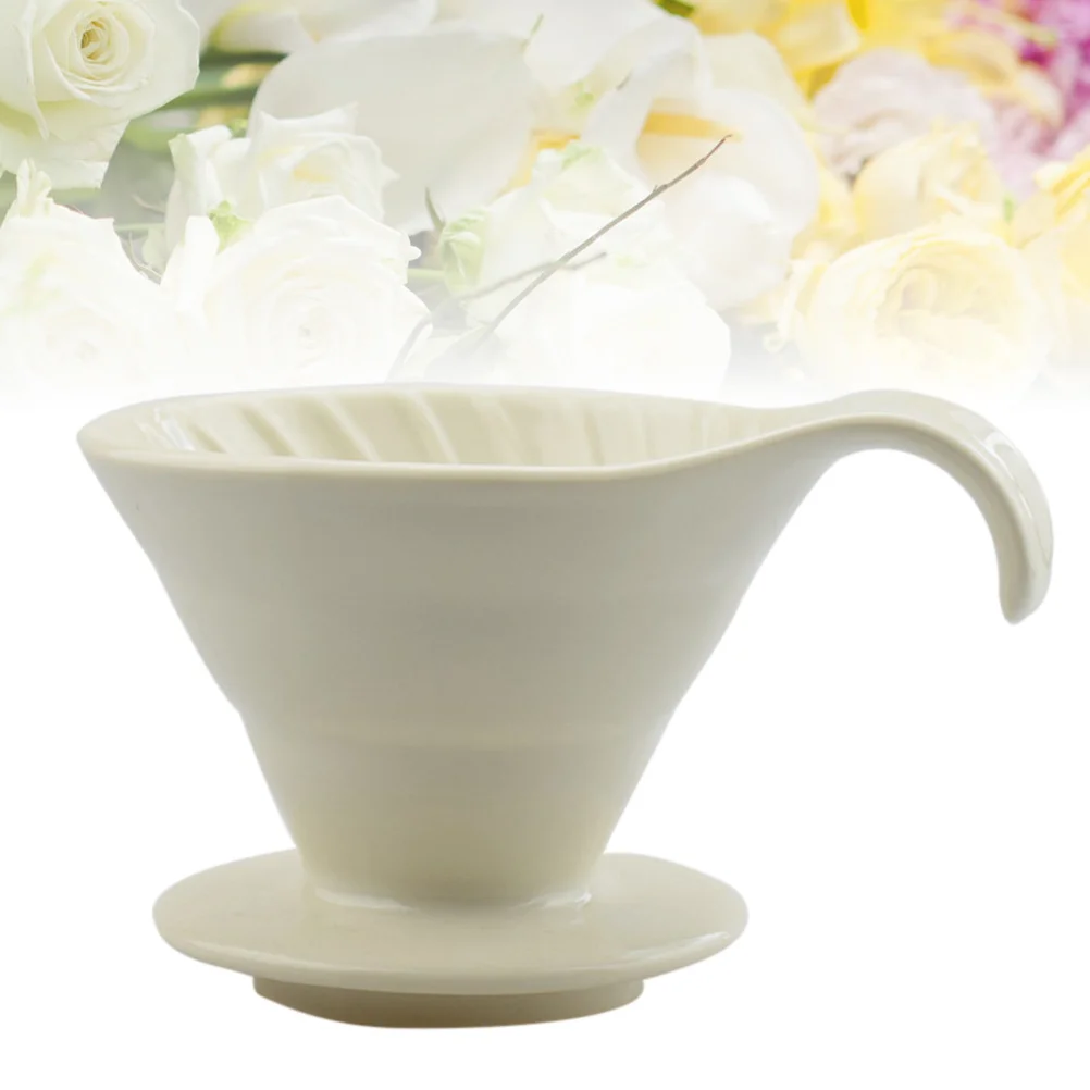 

Ceramic V-Type Coffee Cup Beige Filter Dripper Micro Holes Water Purification Easy Cleaning Home Office Coffee Cup