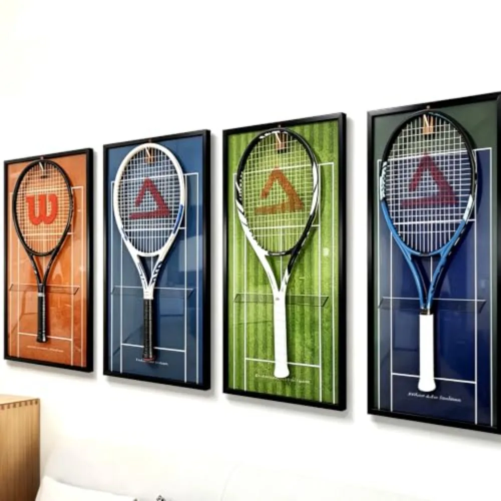 Tennis Racket Display Frame with Walnut Block & Copper Hooks – Showcase Your Vintage or Everyday Racket