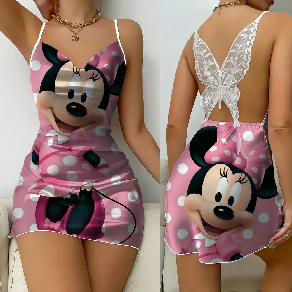 New Cartoon Pattern Women's Short Style Sleeping Dress Sexy Chic Female Suspender Skirt Fashion Backless Nightwear for Women