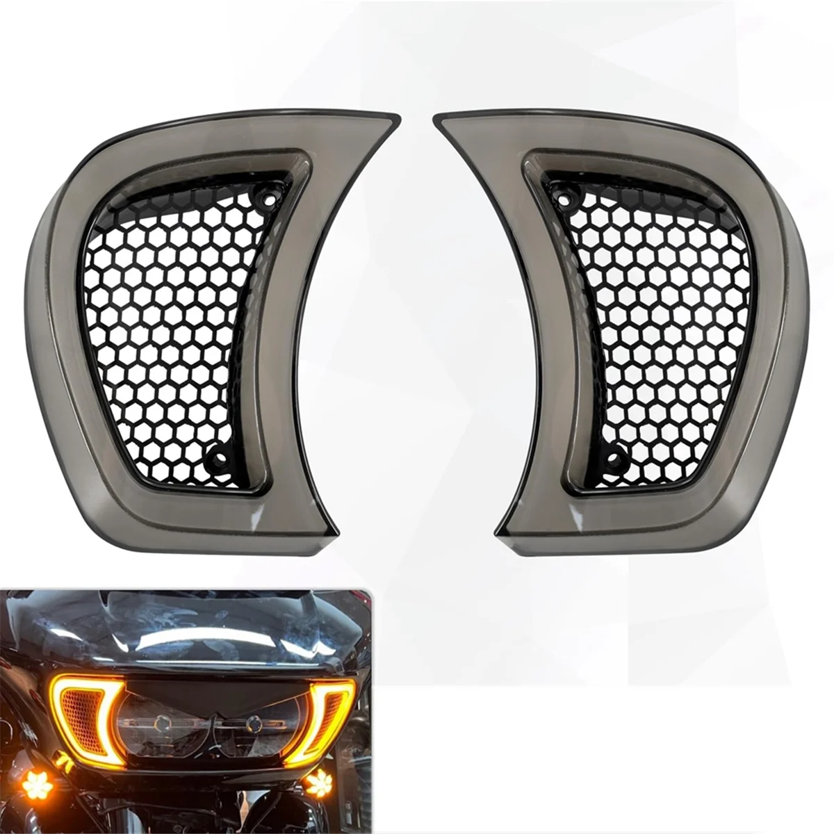 For Harley Road Glide FLTRX Special FLTRXS CVO Ultra FLTRU 2015-2023 Motorcycle Headlight Vent LED Indicator Side Lights