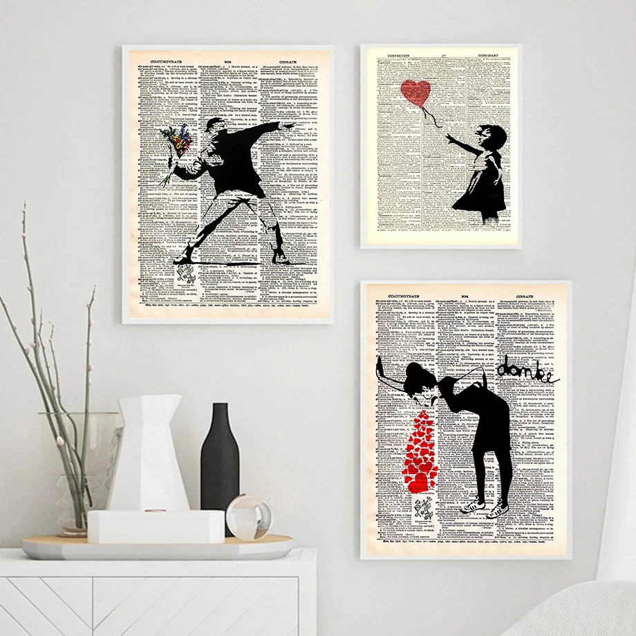 Banksy Street Dictionary Art Lovesick Girl Boy Art Love Sick Print Stencils Book Poster Room Print Gift Home Wall Decor Poster