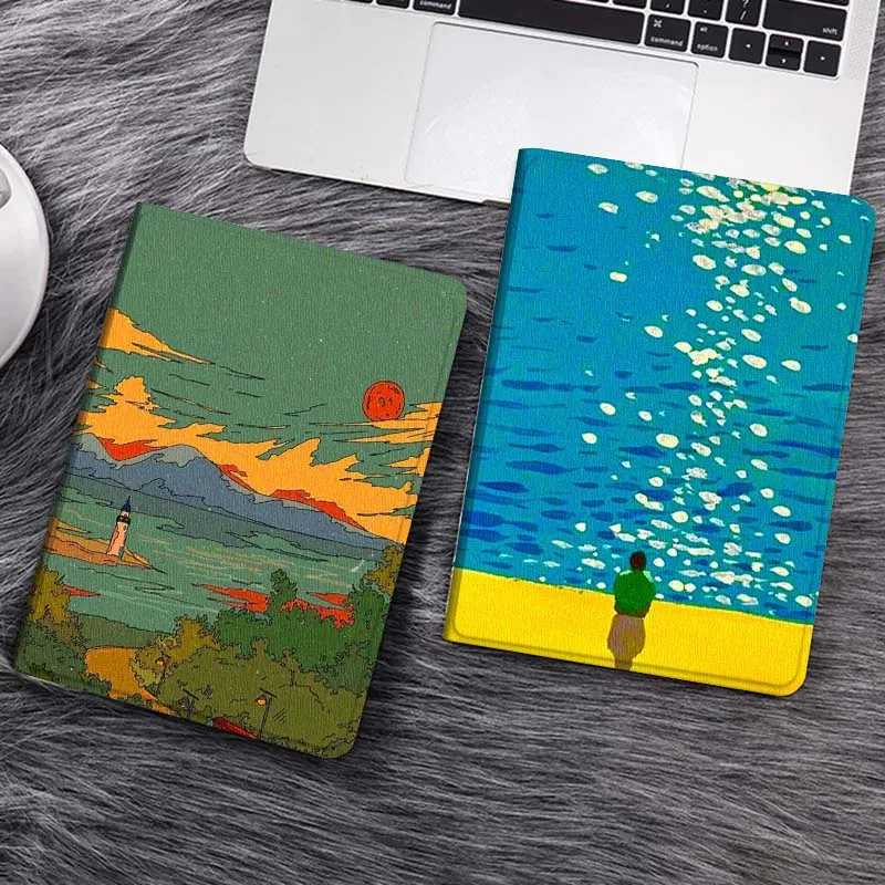 

Чехол для планшета с рисунком маяка и красным закатом для Samsung Tab Galaxy S6 S11 A A7 A8 A9 A11 10.1 10.4 10.5 Plus Lite