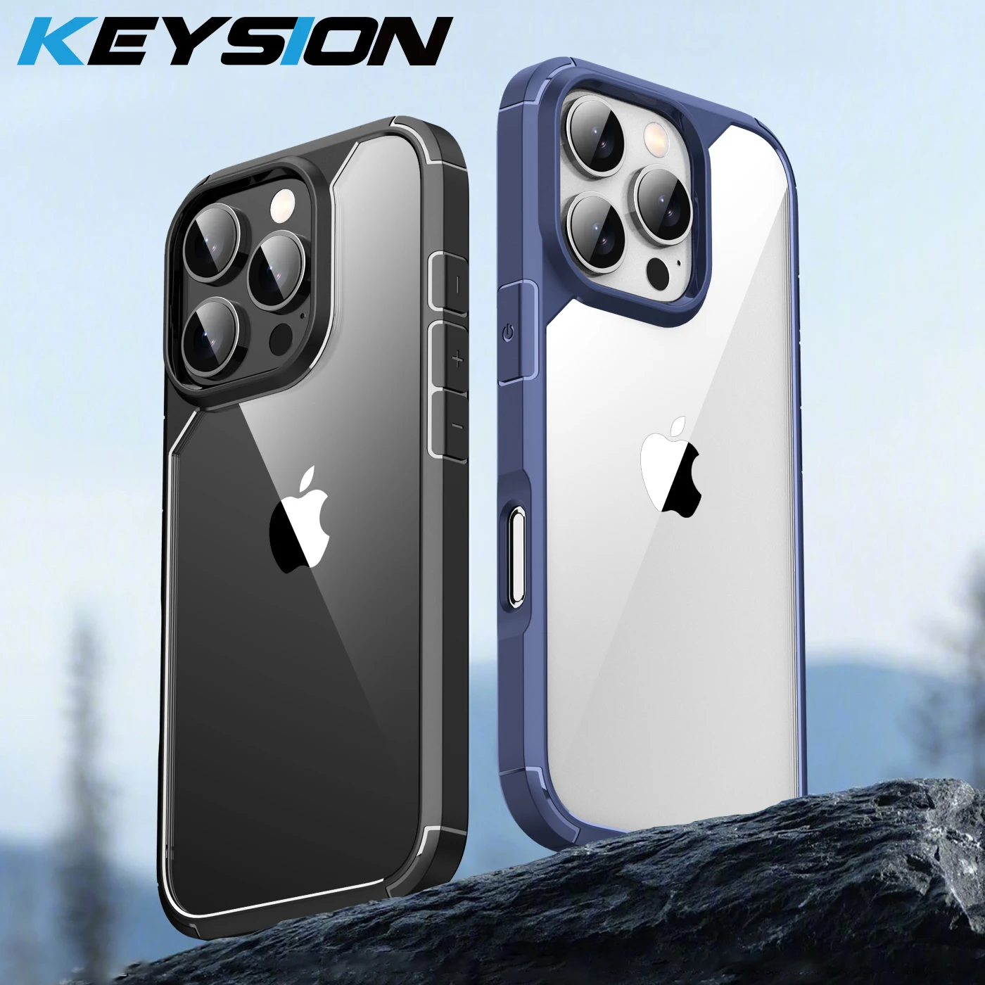 

KEYSION Shockproof Armor Clear Case for iPhone 16 Pro Max HD Transparent Soft Silicone+PC Phone Back Cover for iPhone 15 Pro Max