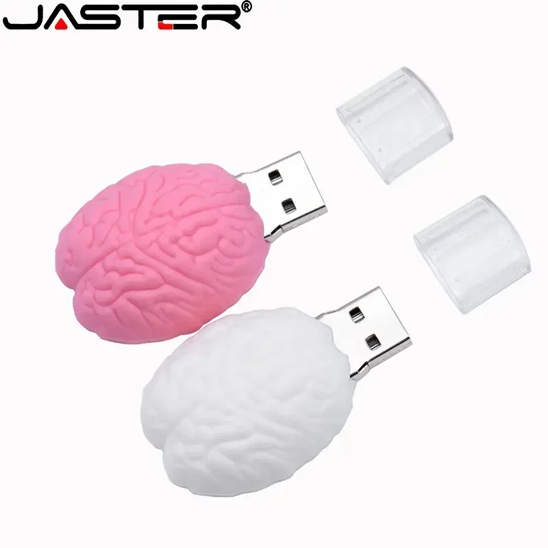 JASTER Skull USB Flash Drive 64GB Skeleton Memory Stick 32GB Red Heart Pen Drive 16GB Lung U Disk Hadiah Kreatif Brain Pendrive