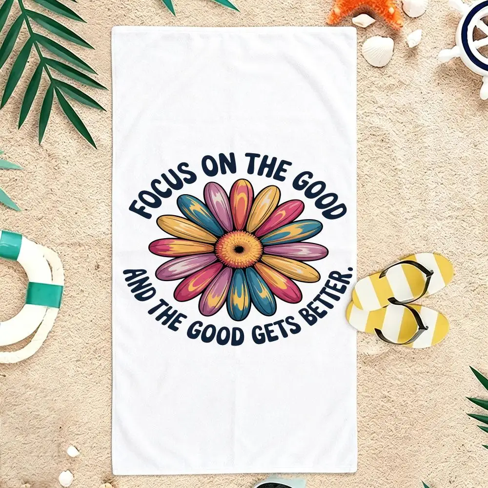 Happy Positive Vibes Towel Microfiber soft Beach Towel for Travel Fitness Sauna Bathing Camping