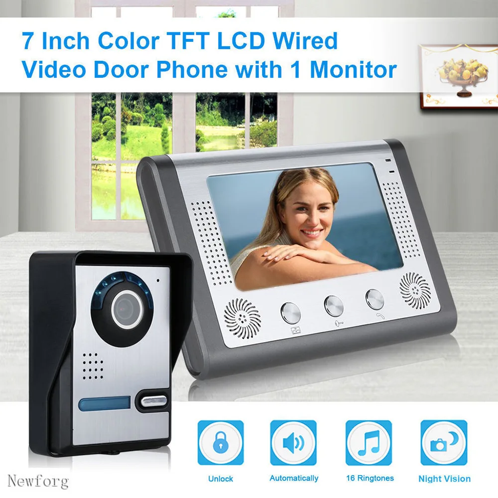 7 Inch Farbe Video Tür Telefon Wierd Intercom Kamera IR Nacht Vision für Home Security System