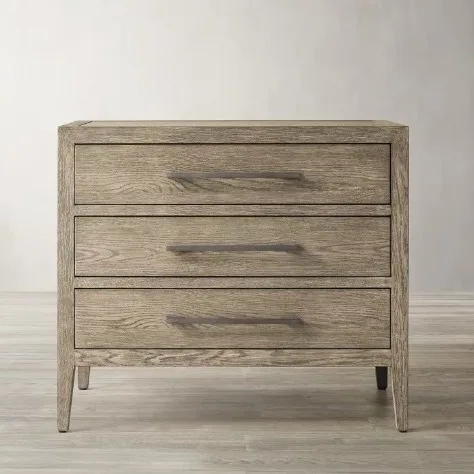 American solid wood bedside table, French retro old carved bedside storage all solid wood bedside table