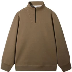 Autumn Winter New Fashion Long Sleeve Half Zipper Stand Collar Solid Sweatshirts Men's Clothing Warm Casual All-match Chic Tops